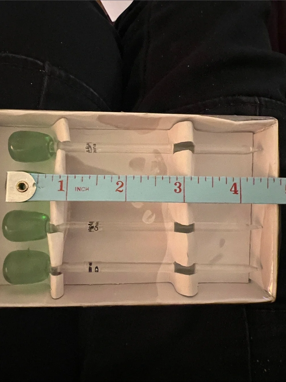 Crate&Barrel Vintage Glass Olive Cocktail Picks Set of Four NEW in Original Box!